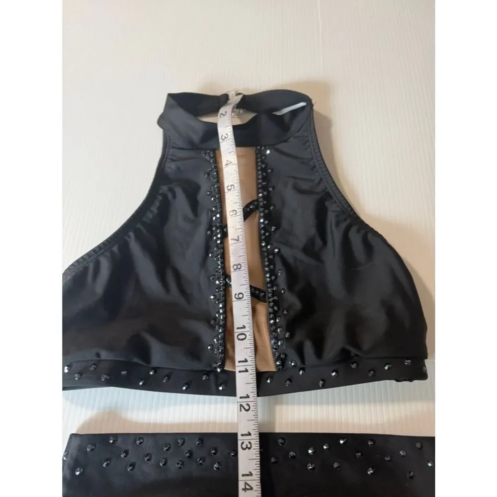 AA dance design costume black 2 piece illusion custom moonlight SA adult